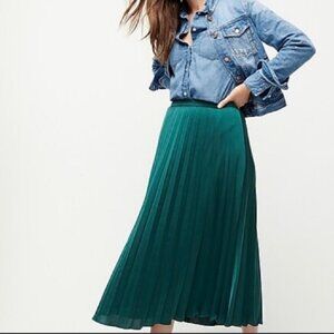 J. CREW Dark Spruce Green Pleated Midi Skirt (SIZE 6)